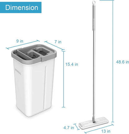 All-in-One Flat Mop with Bucket +  2 Free Pads.