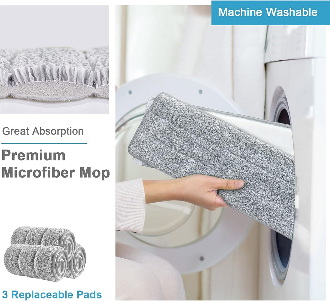 All-in-One Flat Mop with Bucket +  2 Free Pads.
